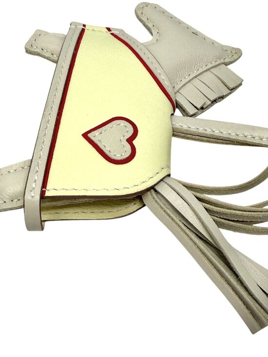 HERMES Rodeo Robeo Couer PM Milo Leather Craie & Jaune Milton Bag Charm - Picture 5 of 9